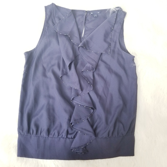 Gap Sleeveless Navy Tank Top with Ruffles - Picture 2 of 7